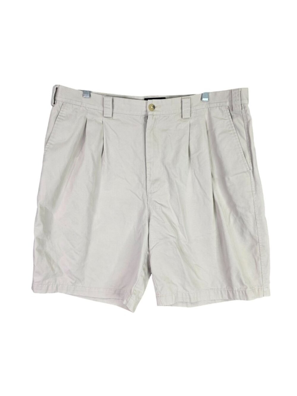 Mens Ashworth Beige Pleated Golf Shorts Cotton Casual Flat Front 9" Inseam 38